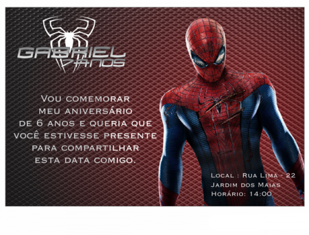 Convites Infantis Homem Aranha - M12511